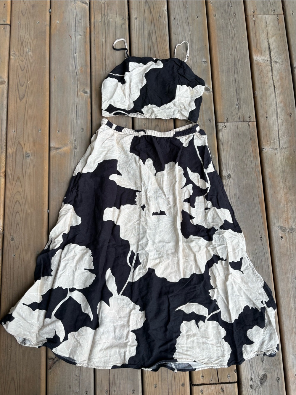 Black and White Floral Two-Piece Set